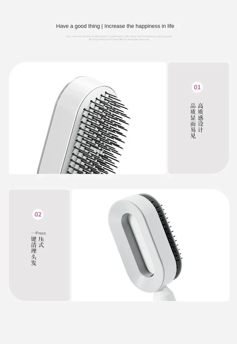 Self Cleaning Hair Brush for Women One-key Cleaning Hair Loss Airbag Massage Scalp Comb Anti-Static Hairbrush Dropshipping