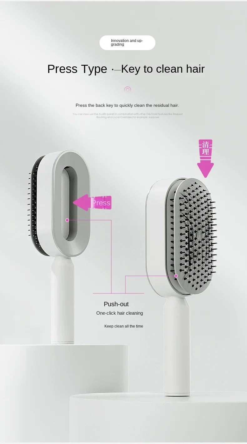 Self Cleaning Hair Brush for Women One-key Cleaning Hair Loss Airbag Massage Scalp Comb Anti-Static Hairbrush Dropshipping